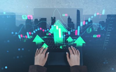 Person,Typing,On,Laptop,With,Glowing,Stock,Graph,,Candlestick,Chart,